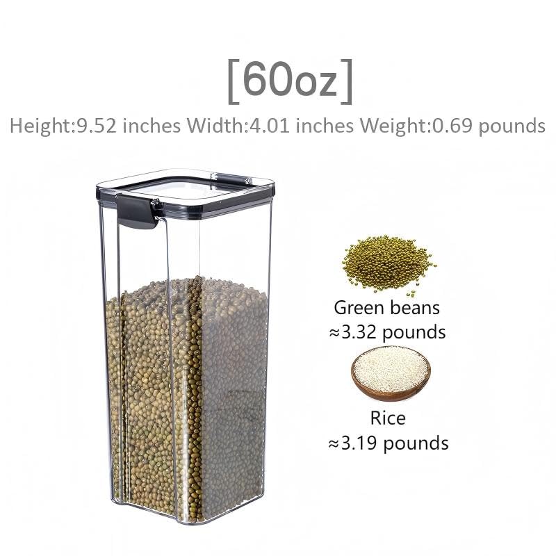 Clear Plastic Canisters 60oz for Kitchen Pantry Organization - Airtight Food Storage Containers for Dry Food, Spices, Snacks