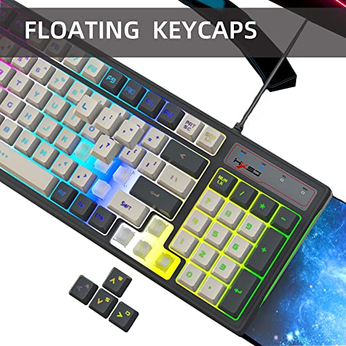 RGB LED Backlit Gaming Keyboard with Shortcut Keys, Anti-Ghosting, Multimedia - Ergonomic Design - 96 Keys - Desktop/Laptop