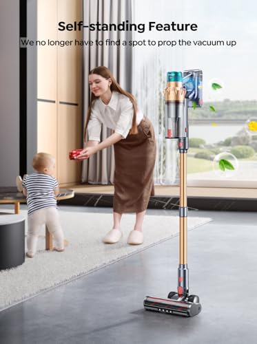 SMOTURE Cordless Vacuum 600W 65 Mins, 3-in-1 Stick Touch Screen, Anti-Tangle, Lightweight - Hardwood Carpet Pet Hair