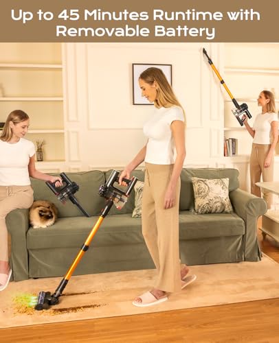 Brand Cordless Vacuum: 35KPA 6-in-1 Stick, 45Mins Runtime, Lightweight for Hardwood, Carpet, Pet Hair