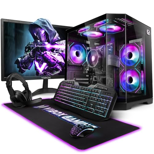 Vibox Gaming PC Bundle Ryzen 3 3200G 4.0GHz, Radeon Vega 8, 16GB RAM, 500GB SSD, Windows 11, 22" Monitor, WiFi