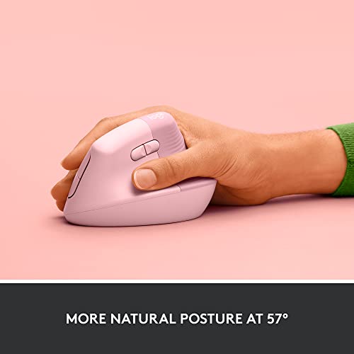 Logitech Ergonomic Vertical Mouse, Wireless with Quiet Clicks - 4 Buttons - Pink