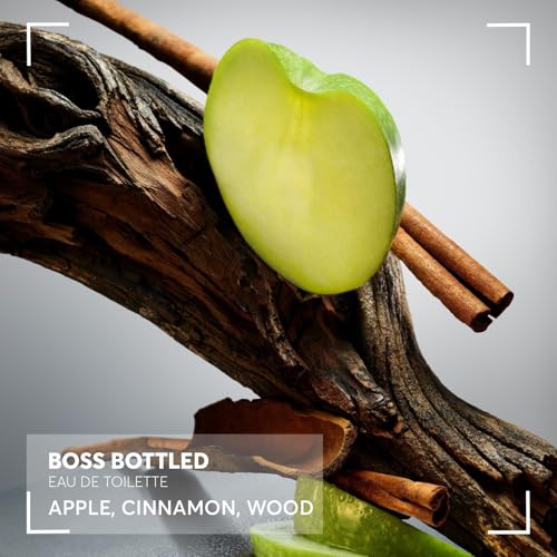 BOSS Bottled Eau de Toilette for Him - Woody & Fruity Scent with Apple, Cinnamon - Medium Longevity