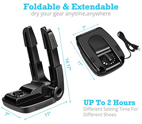 AIWOTOWOW Boot Dryer & Warmer, Portable Adjustable Drying Rack for Boots, Shoes, Socks, Helmets - Black