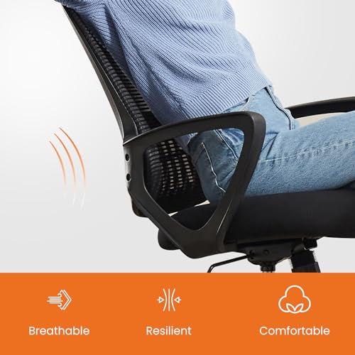 Sweetcrispy Mid-Back Mesh Office Chair with Lumbar Support & Armrests