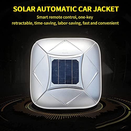 HYQNG Smart Car Cover with Solar Panel & Remote Control, UV Protection, Universal Fit for Limousine, Silver