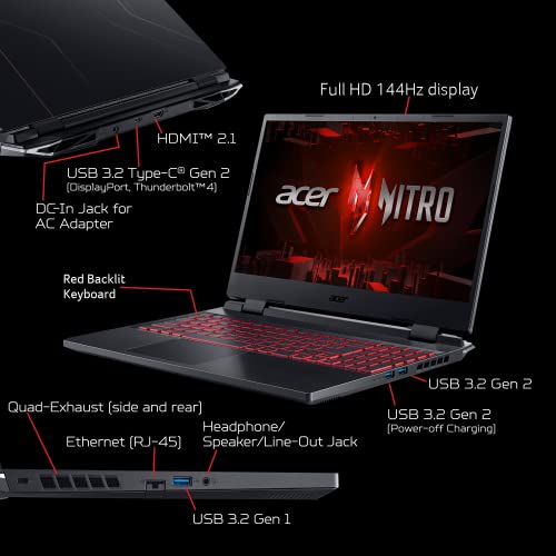 Acer Nitro 5 Gaming Laptop | Intel Core i5 | RTX 3050 Ti GPU | 15.6" FHD 144Hz Display | 16GB DDR4 | 512GB SSD