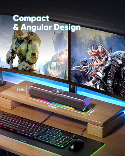 LENRUE G11 Desktop PC Speakers, Touch Lights, Clear Sound, USB C Powered