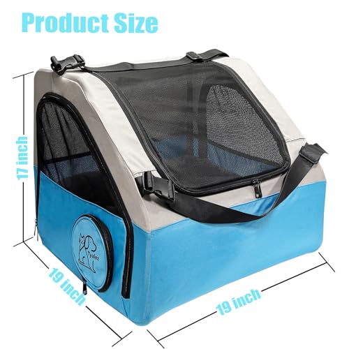 Tyalez Portable Pet Crate for Car Travel, Foldable Dog & Cat Carrier with Seatbelt & Headrest Strap, Soft-Sided Kennel