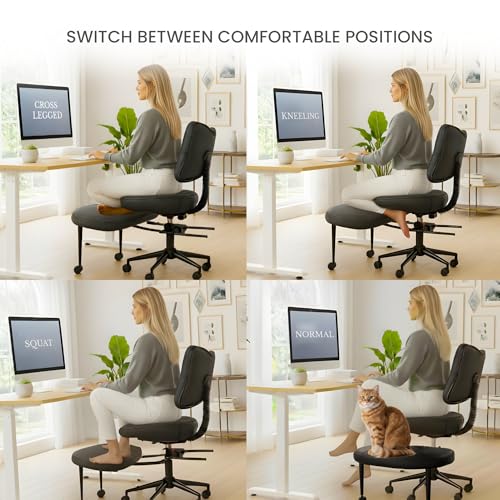 Ergonomic Meditation Chair for Adults | Back Support, Cushioned Seat | ADHD Yoga, Criss Cross Sitting | Height Adjustable, 360° Swivel