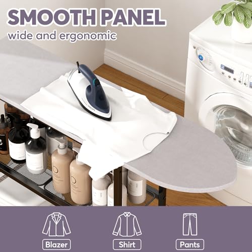 GILLAS 2-Tier Ironing Board with Storage Basket, Rustic Stand