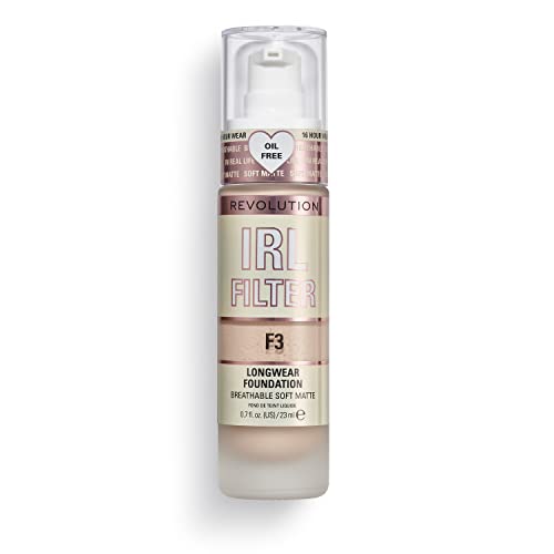 Makeup Revolution Longwear Foundation for Fair-Light Skin, Matte Finish, 16H Wear