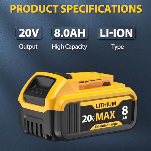 DeWalt 20V Max Battery 8000mAh 2-Pack, DCB206 DCB200 DCB201 - Lithium ion Tools & Chargers